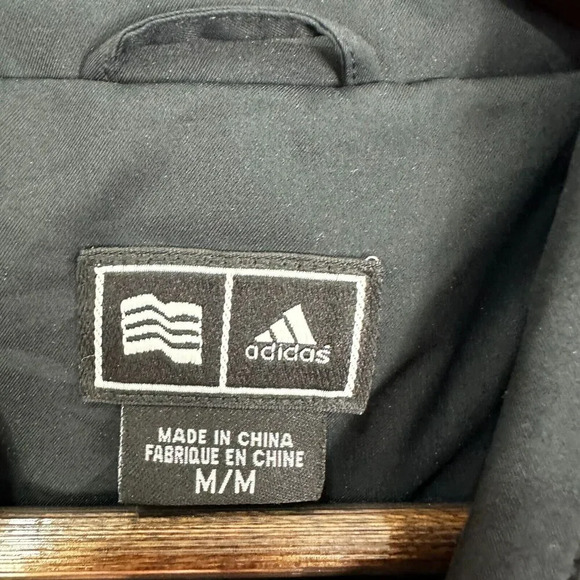 Adidas Track Jacket Mens Medium Black Windbreaker Logo High Neck Embroidered - Picture 4 of 11